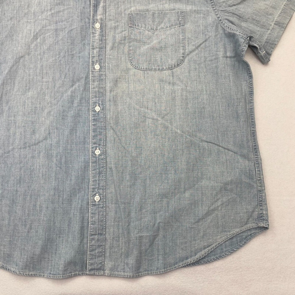 J. Crew Jean Shirt Mens 2XL Blue Denim Look Button Down Short Sleeve NWT - Picture 4 of 11